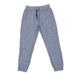 Athleta 100% Linen Blue Drawstring Jogger Pants